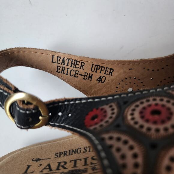 Spring Step L'Artiste Sandals Erice Womens Size 40 EU 9 US Black Red Cutout - Picture 10 of 11